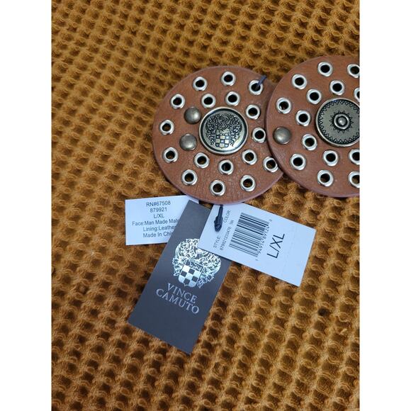 Vince Camuto Concho Metal Tan Brown Western Boho Y2k L / XL Grommet Belt NWT - Picture 4 of 5